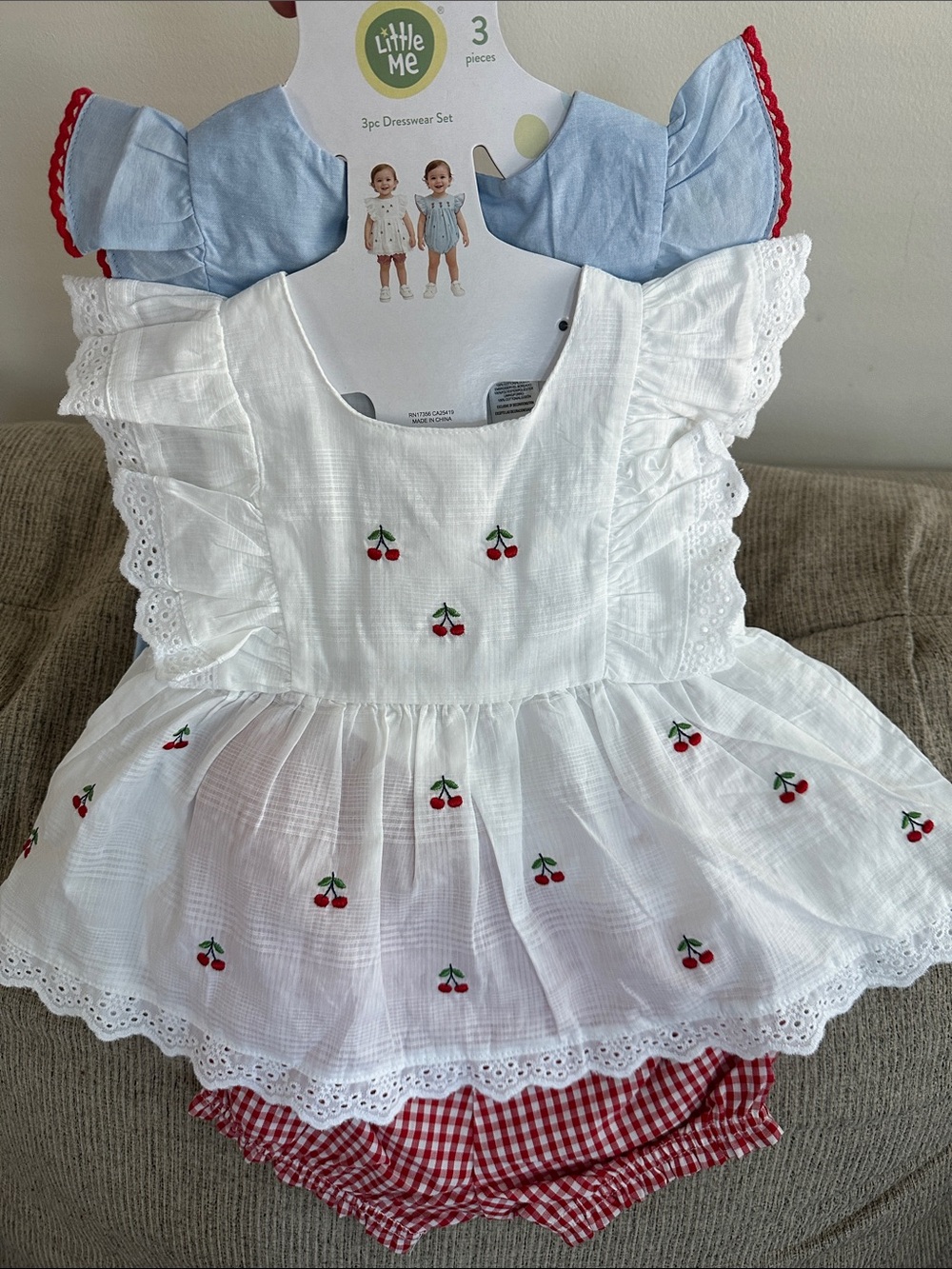 NWT Little Me 3pc Dresswear Set Size 12M 100% Cotton